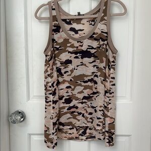Lilla P Camouflage Tank Top in Brown, Cream, and Pink